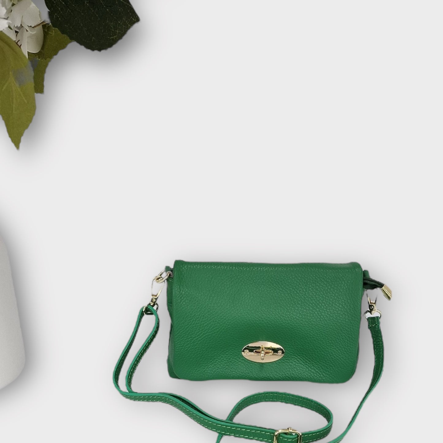 Olivia Leather Handbag, Flap over with postman lock detail