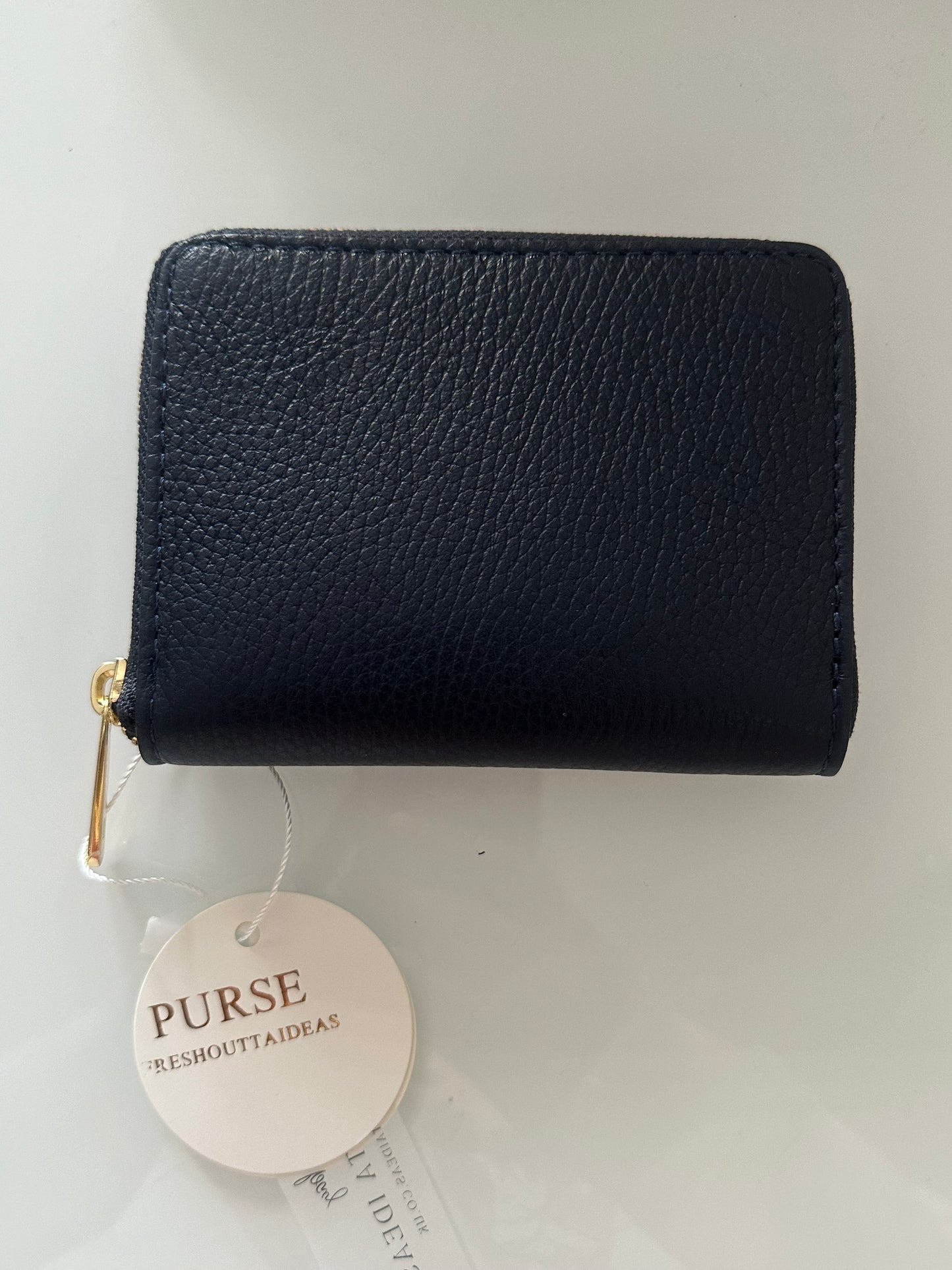 Small Leather Zip Round Purse