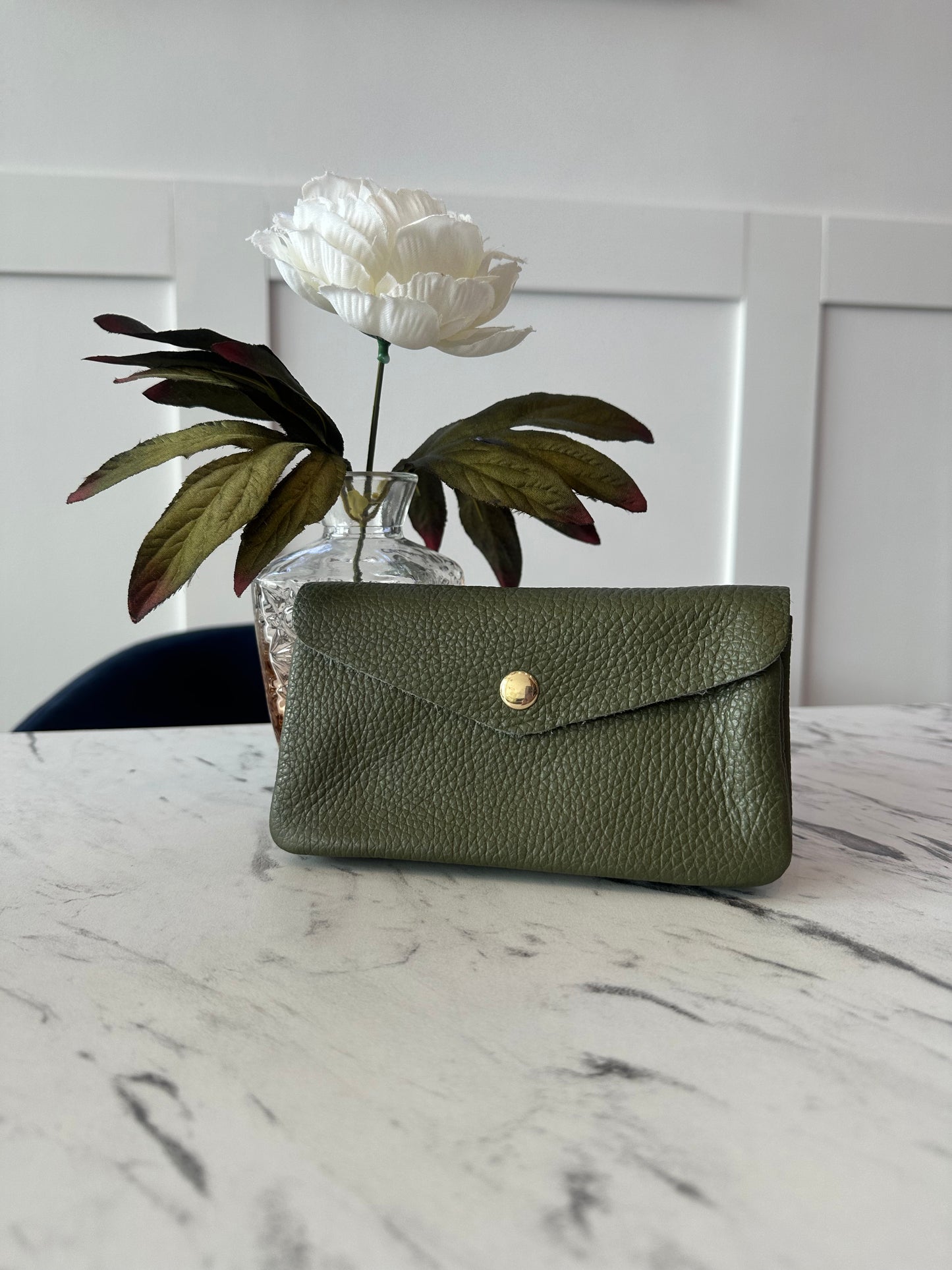 Katie XL - Leather purse with popper