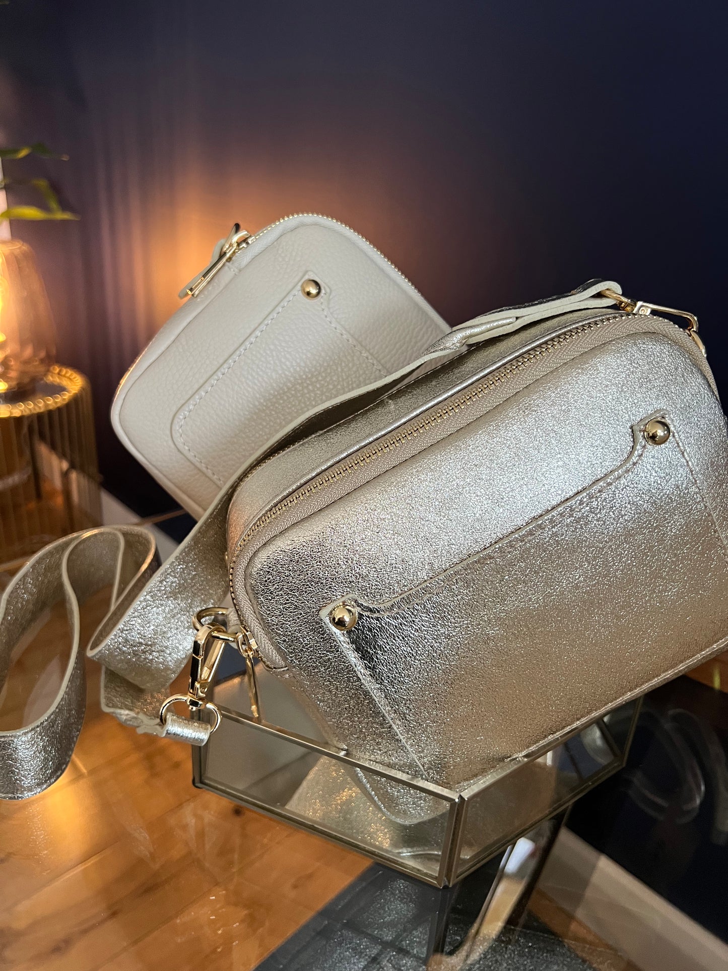 Mabel -Double Zipped Crossbody Leather Bag