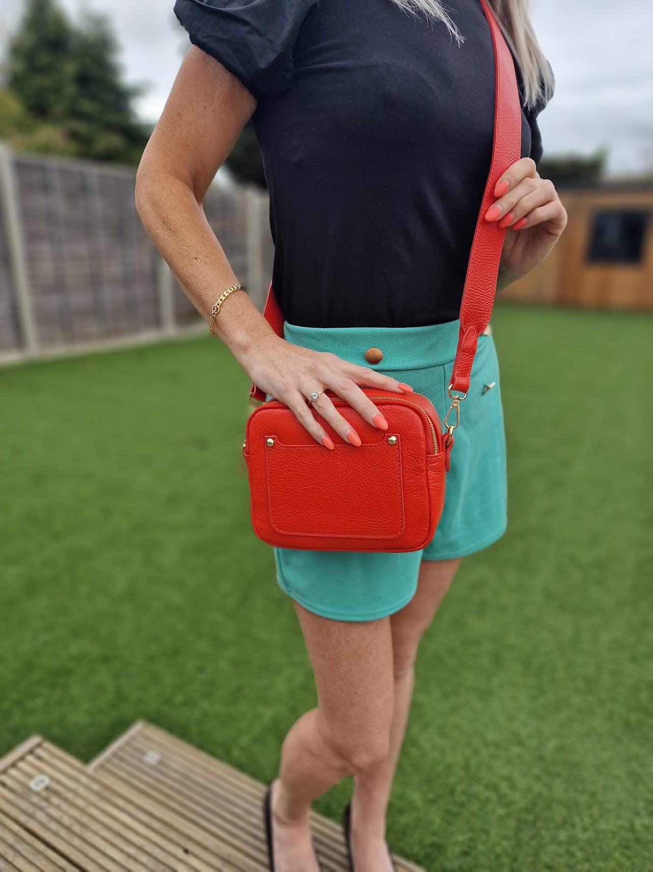 Mabel -Double Zipped Crossbody Leather Bag