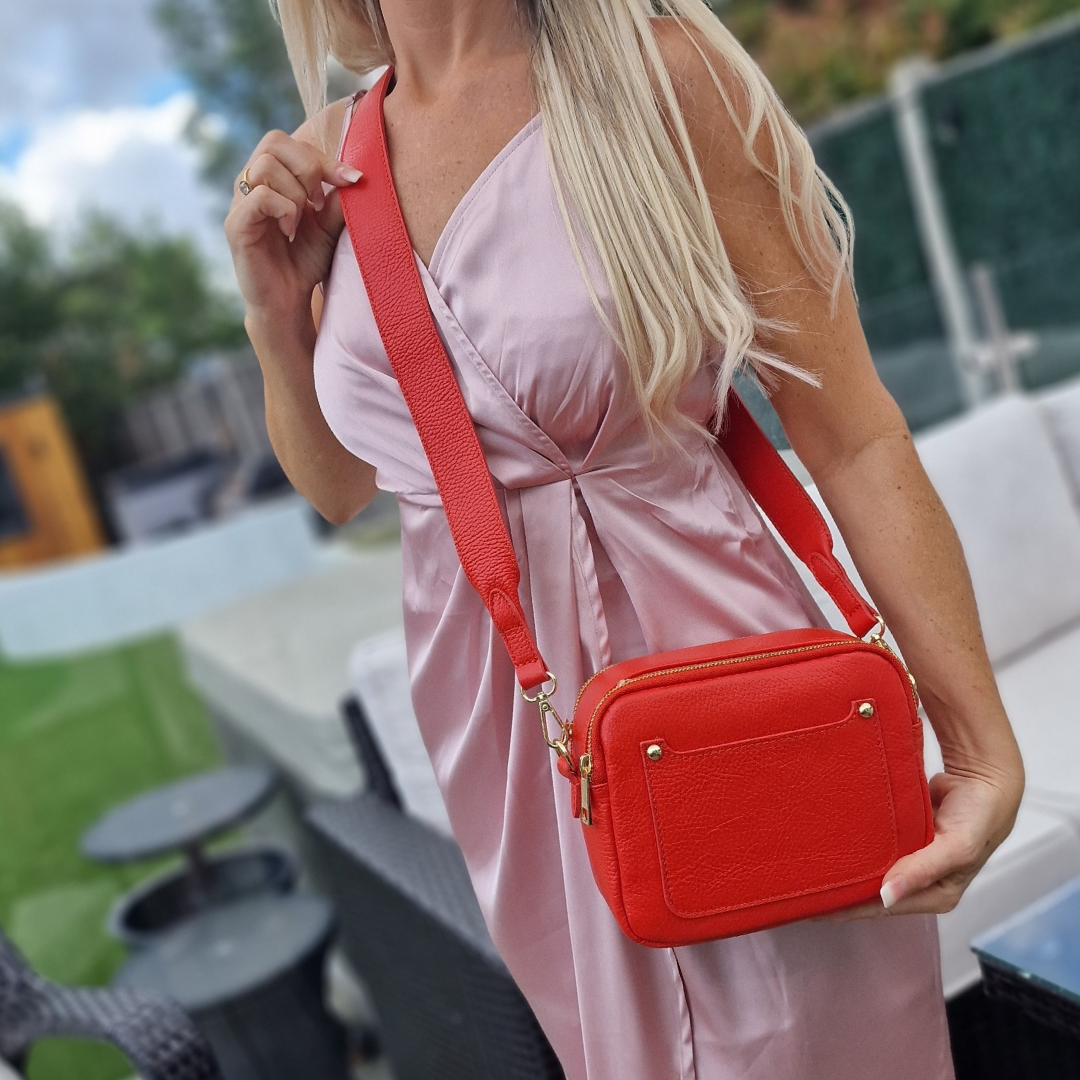 Mabel -Double Zipped Crossbody Leather Bag