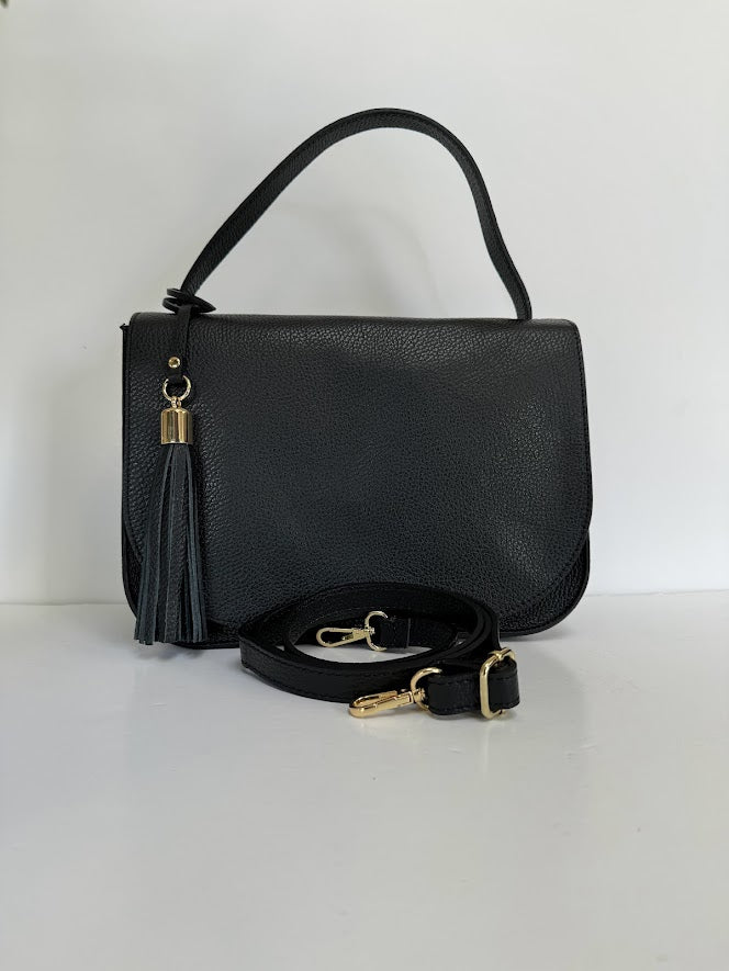 Aubree - Flap over Tassel Leather Bag