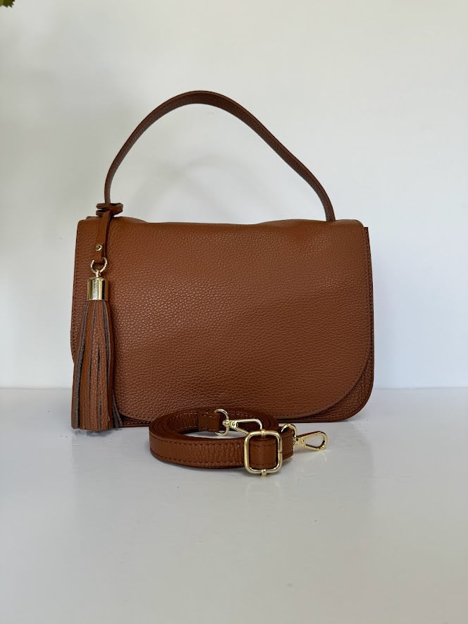 Aubree - Flap over Tassel Leather Bag
