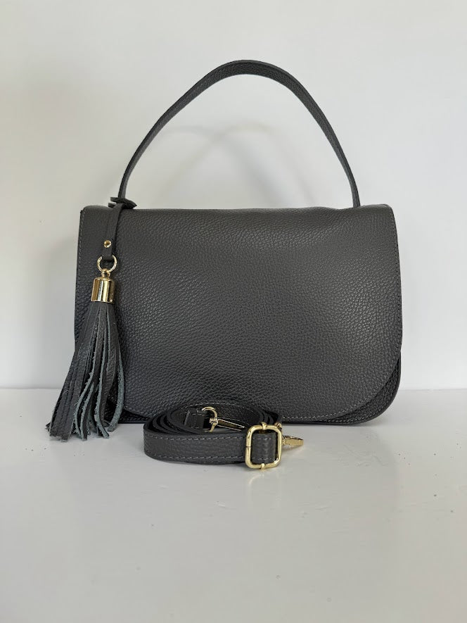 Aubree - Flap over Tassel Leather Bag