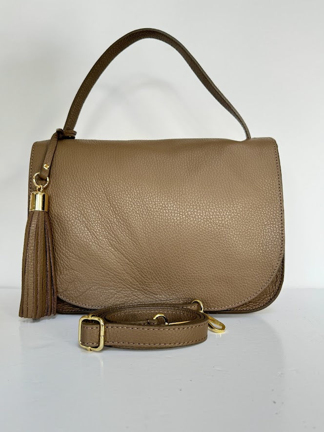 Aubree - Flap over Tassel Leather Bag