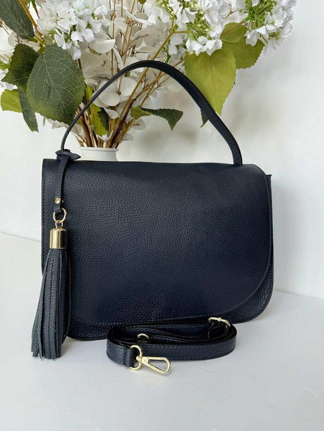 Aubree - Flap over Tassel Leather Bag