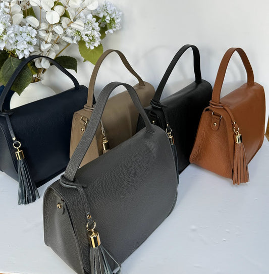 Aubree - Flap over Tassel Leather Bag