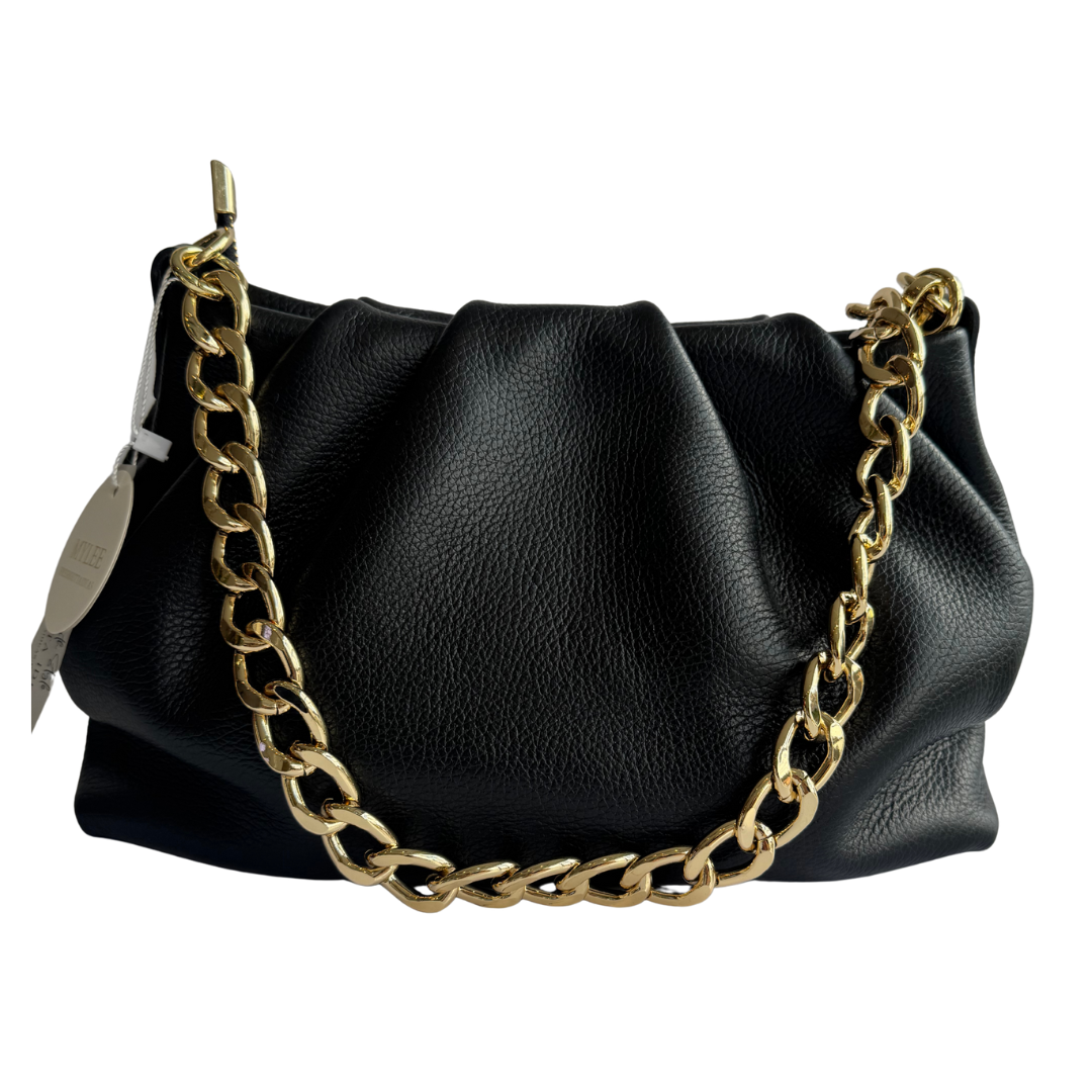 Mylee - Leather pouch bag with Chain detail