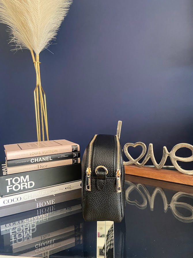 Mabel -Double Zipped Crossbody Leather Bag