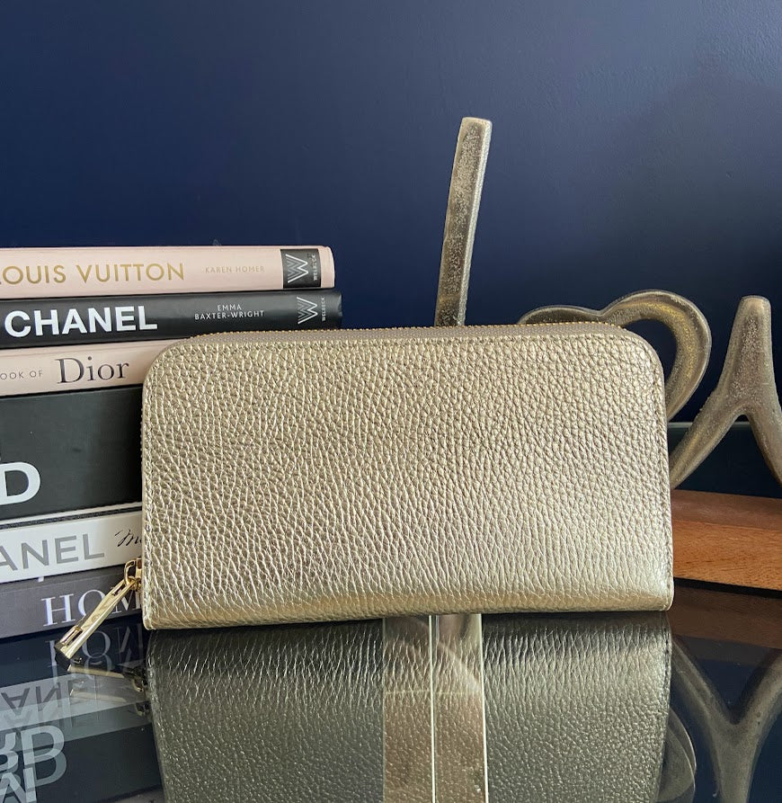 Long Leather Zip Round Purse