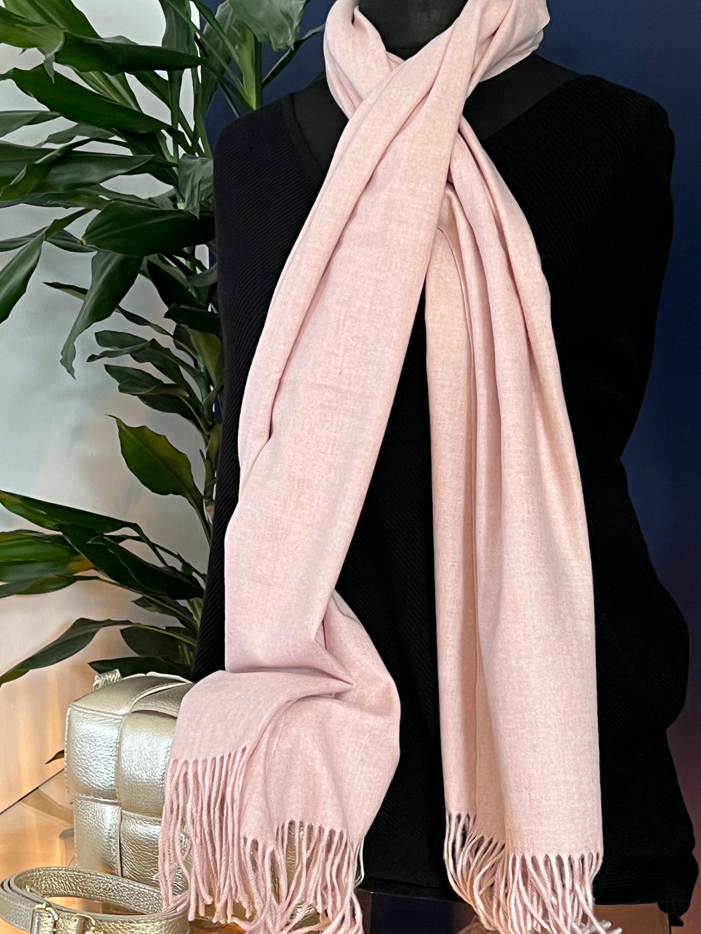 Rose Pink Plain Mid-weight Scarf