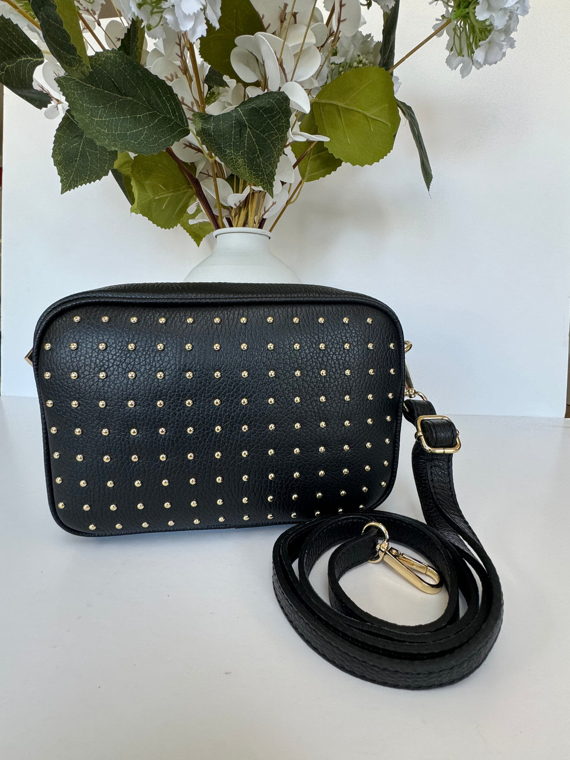 Lexi Italian Leather Studded Crossbody Bag