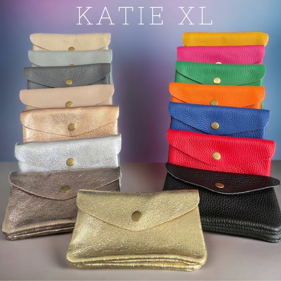 Katie XL - Leather purse with popper