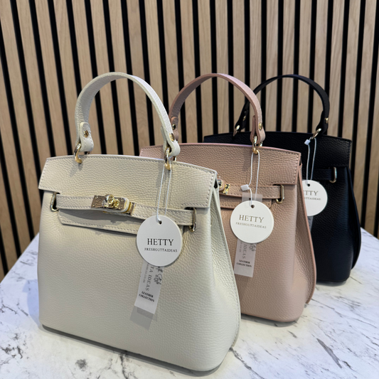 Hetty - Leather top carry handle bag