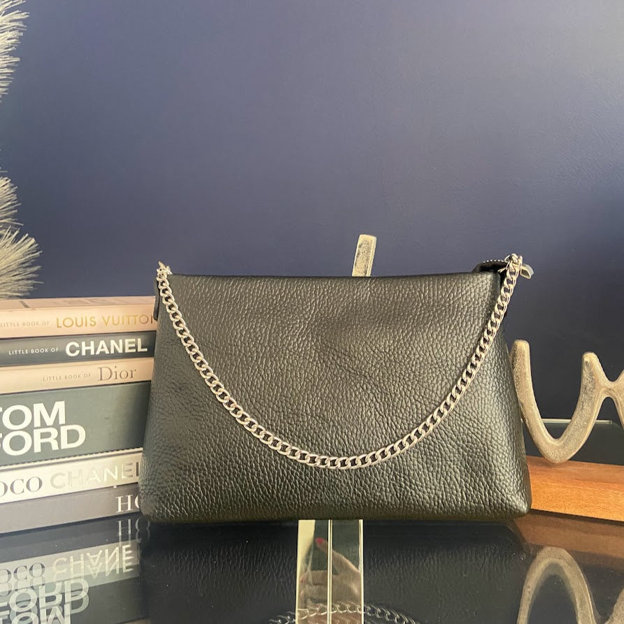 Nyla Leather Chain Clutch / Crossbody -