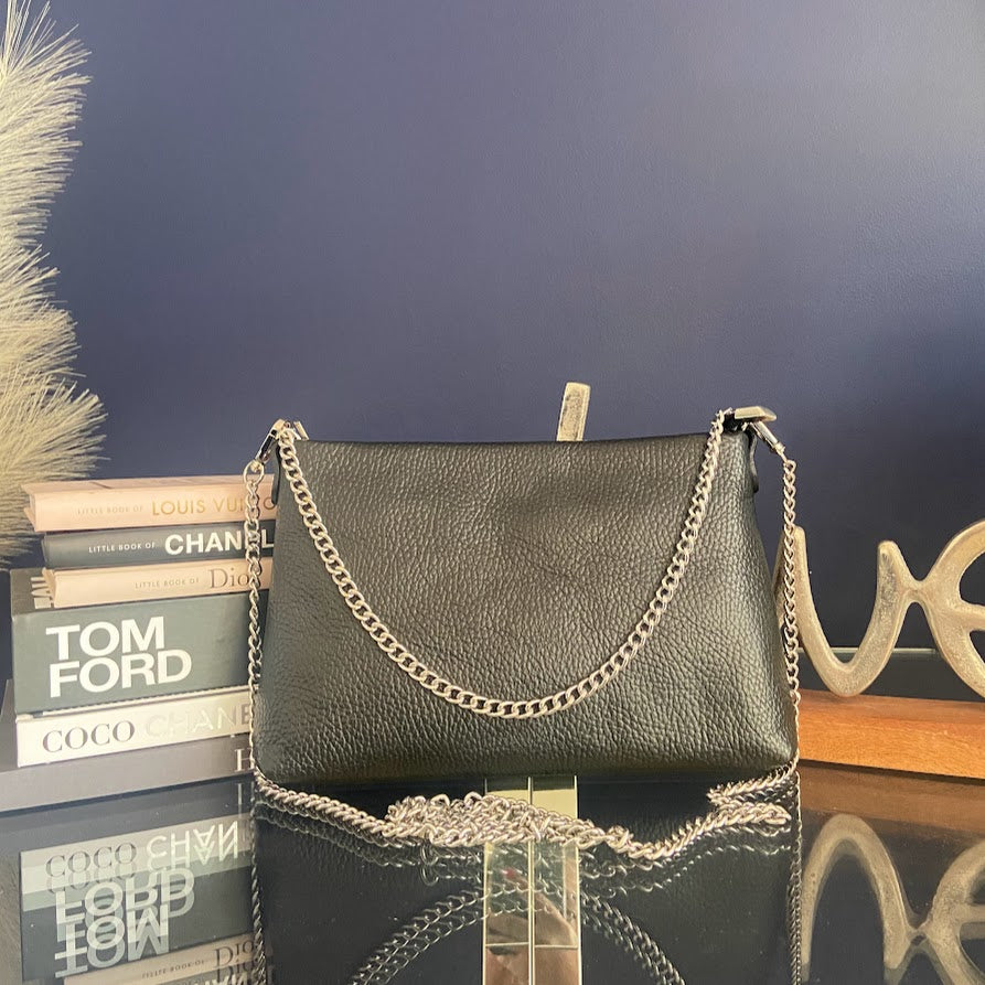Nyla Leather Chain Clutch / Crossbody -