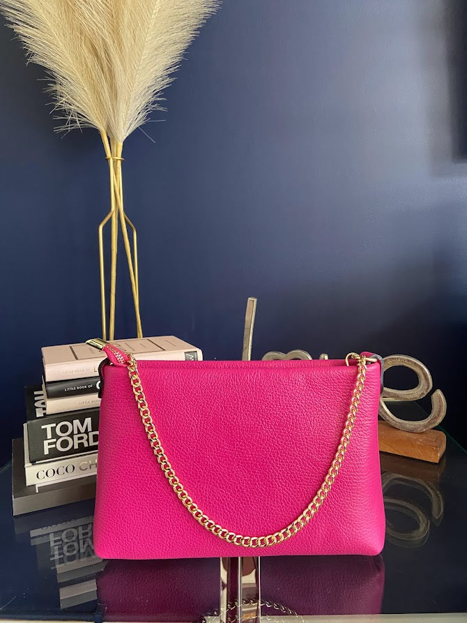 Nyla Leather Chain Clutch / Crossbody -