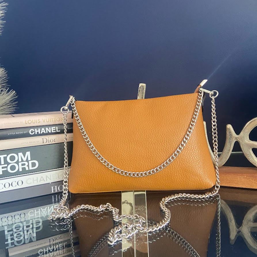 Nyla Leather Chain Clutch / Crossbody -