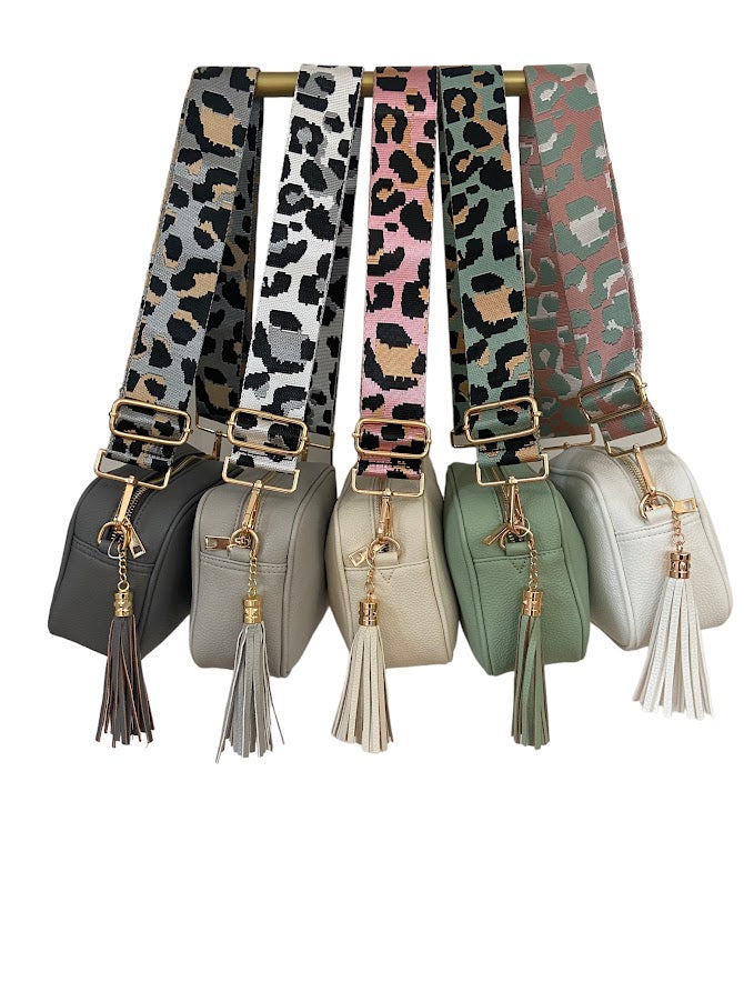 Leopard Print Woven Detailed Bag Straps