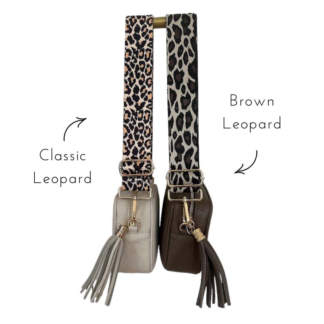 Leopard Print Woven Detailed Bag Straps