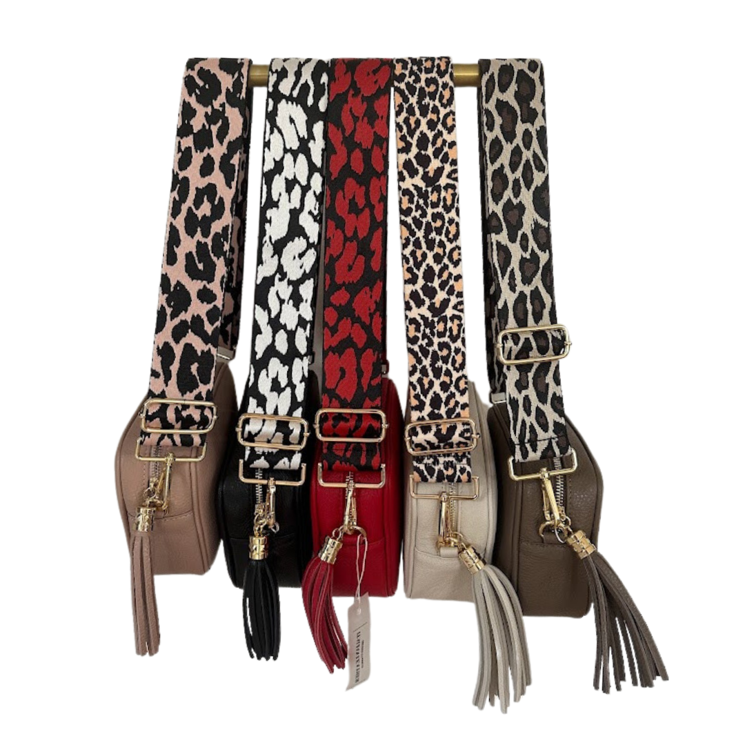 Leopard Print Woven Detailed Bag Straps