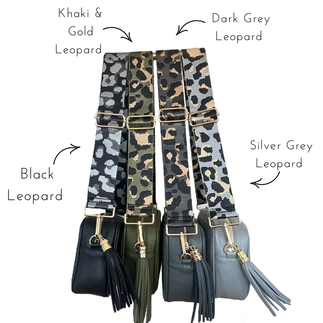 Leopard Print Woven Detailed Bag Straps